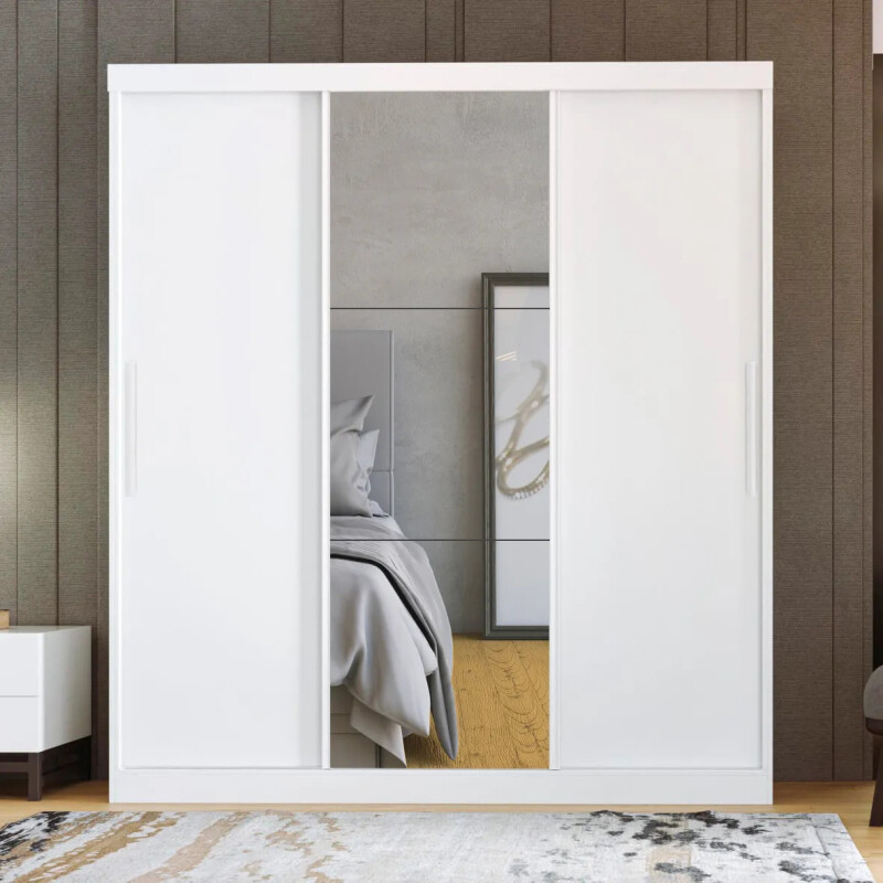 Armario Ropero 3 Puertas Corredizas 2 Cajones - La Tentación Blanco Armario Ropero 3 Puertas Corredizas 2 Cajones - La Tentación Blanco