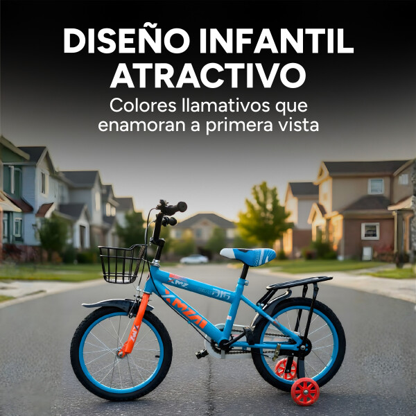 Bicicleta Infantil XMZ Rodado16 Canasto Parrilla Guardabarro Verde 1