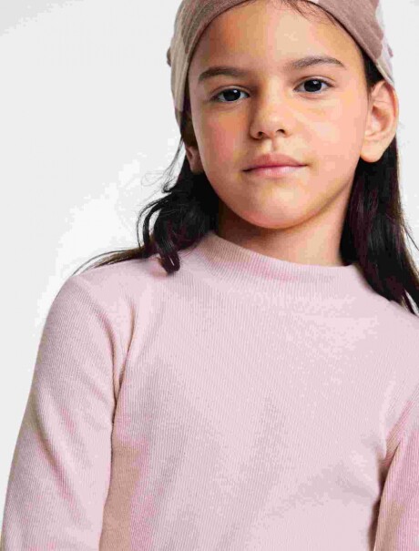 POLERA INFANTIL EN TELA ACANALADA ROSADO