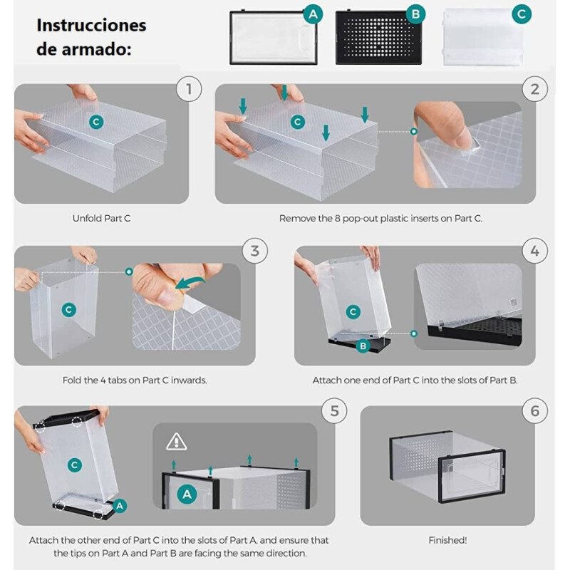 Caja zapatera apilable para ordenar zapatos negro