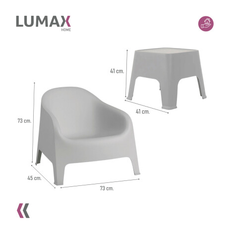 Set de 2 Sillas Skarpo + Mesa de exterior Gris