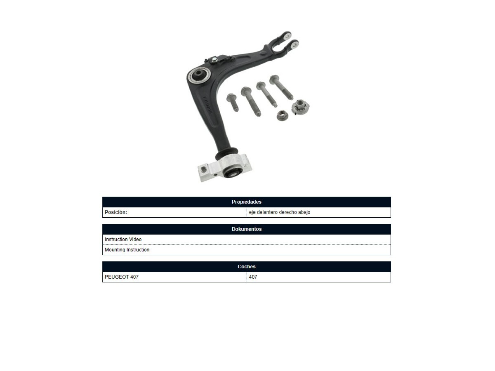 Brazo De Suspensión Peug 407 04-25 Der 