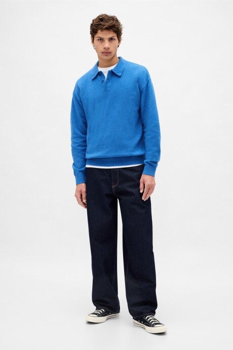 Buzo Tipo Polo Cashsoft Hombre Blue