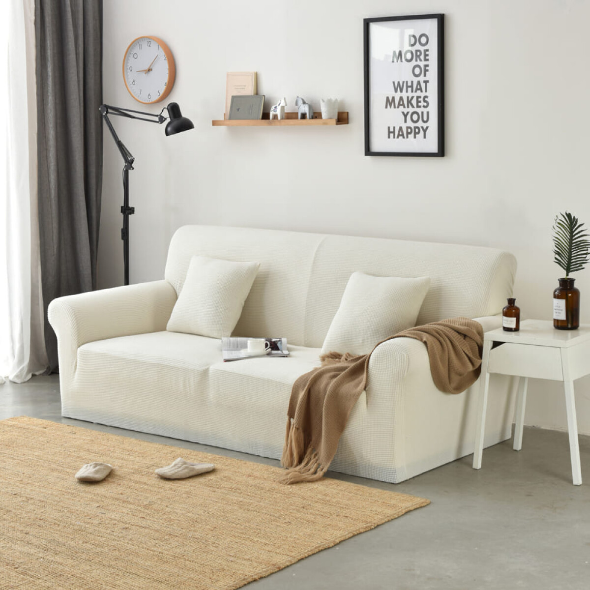 Funda Sillón 2 Cuerpo Lisa - crema 