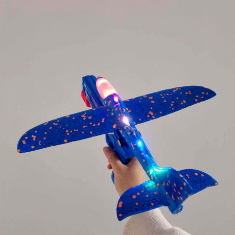 Avión Pistola Lanzador Espuma X3 Desarmable C/luz Celeste
