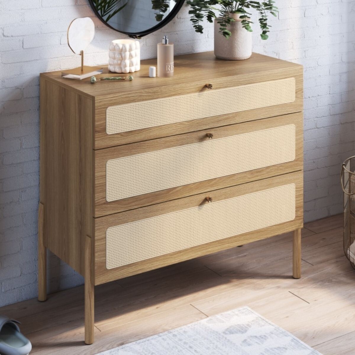 Comoda Oslo - Natural con tejido 