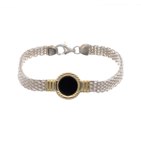 Pulsera de plata 925 con double en oro 18 ktes y onix. Pulsera de plata 925 con double en oro 18 ktes y onix.