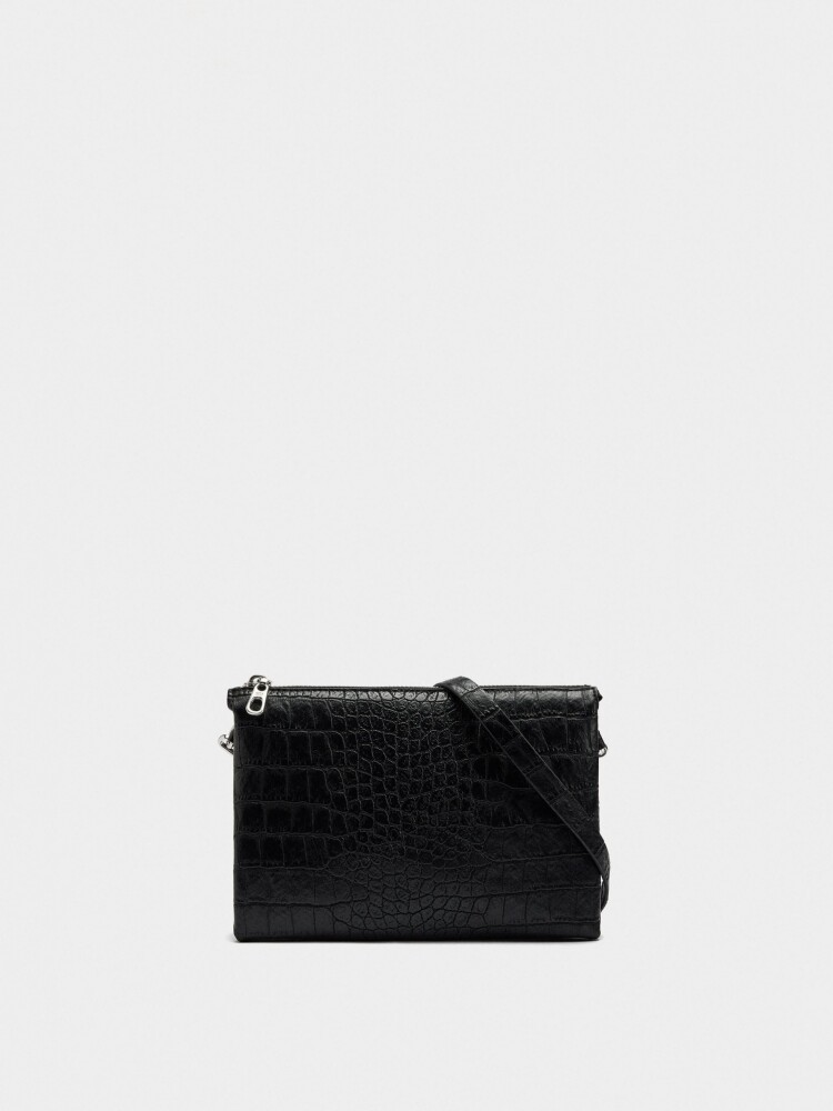 Bolso Bandolera Con Grabado Animal negro