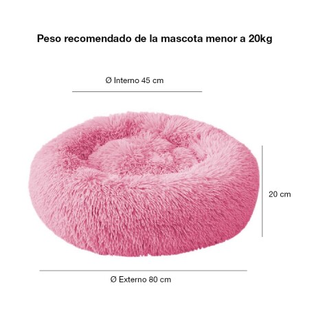 Cama Cucha Puff Redondo 80cm De Felpa P/ Mascotas Perro Gato Rosa Claro