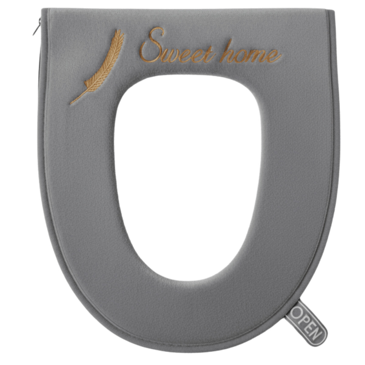 Funda con Cierre Tela Acolchonada para Tapa de Water Inodoro - Color Gris 