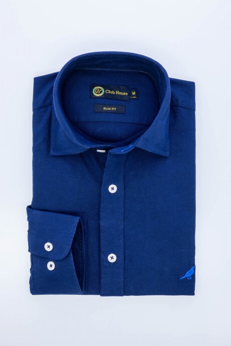 Camisa short collar Oxford Azul Marino