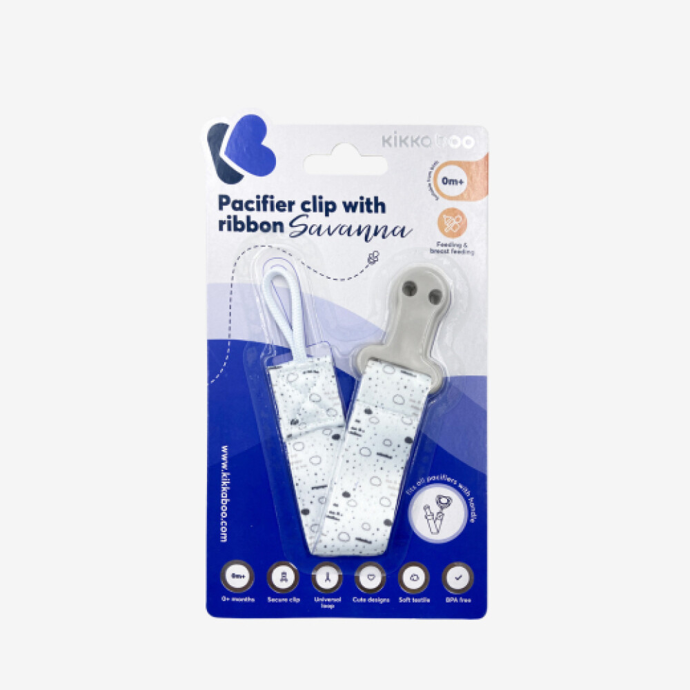 Clip para chupete KIKKABOO savanna gris
