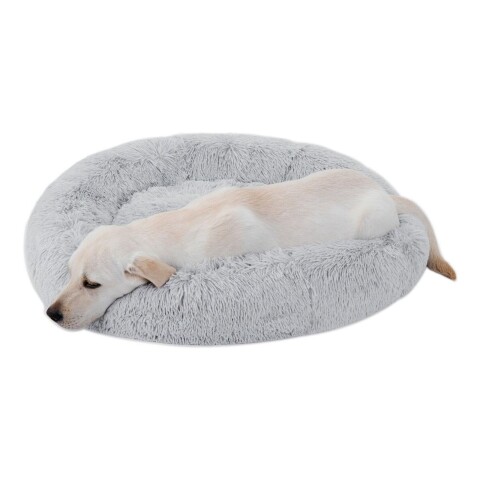 Cucha Cama Colchon Puff Plush 70cm Mascota Antiestress Color Variante Gris claro