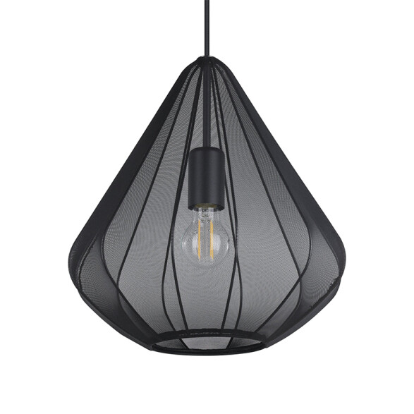 Lámpara colgante tejido negro y acero E27 DOLWEN EG0040