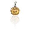 Dije Medalla redonda San Benito doble imagen-Plata y oro- Sin piedra- CP5063 Sinpiedra