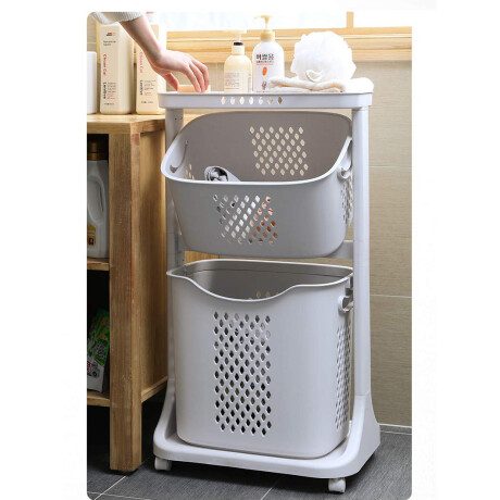 Carro Organizador Cesto Para Baño 2 Canastos y Estante 031-6 001