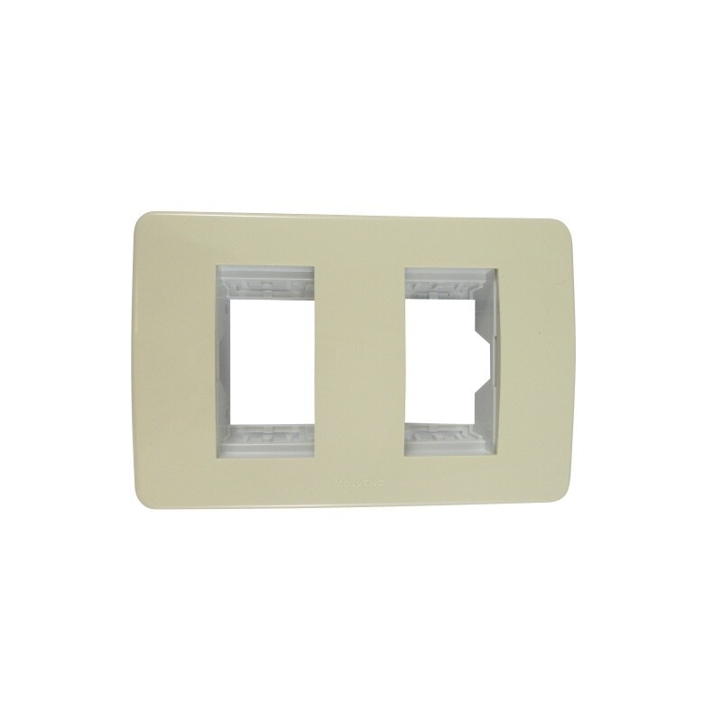 PLACA CON BASTIDOR 2 MODULOS MARFIL SLIM PLACA CON BASTIDOR 2 MODULOS MARFIL SLIM
