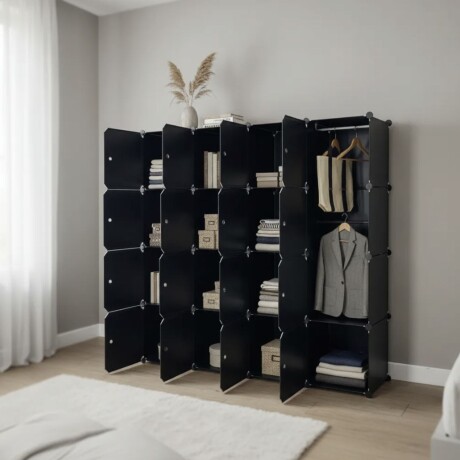 Armario de Plástico Lumax 16 Compartimentos Portátil Negro