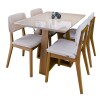 Mesa de Comedor Rectangular 1.2 Vidrio Blanco/Natural - Wood Mesa de Comedor Rectangular 1.2 Vidrio Blanco/Natural - Wood