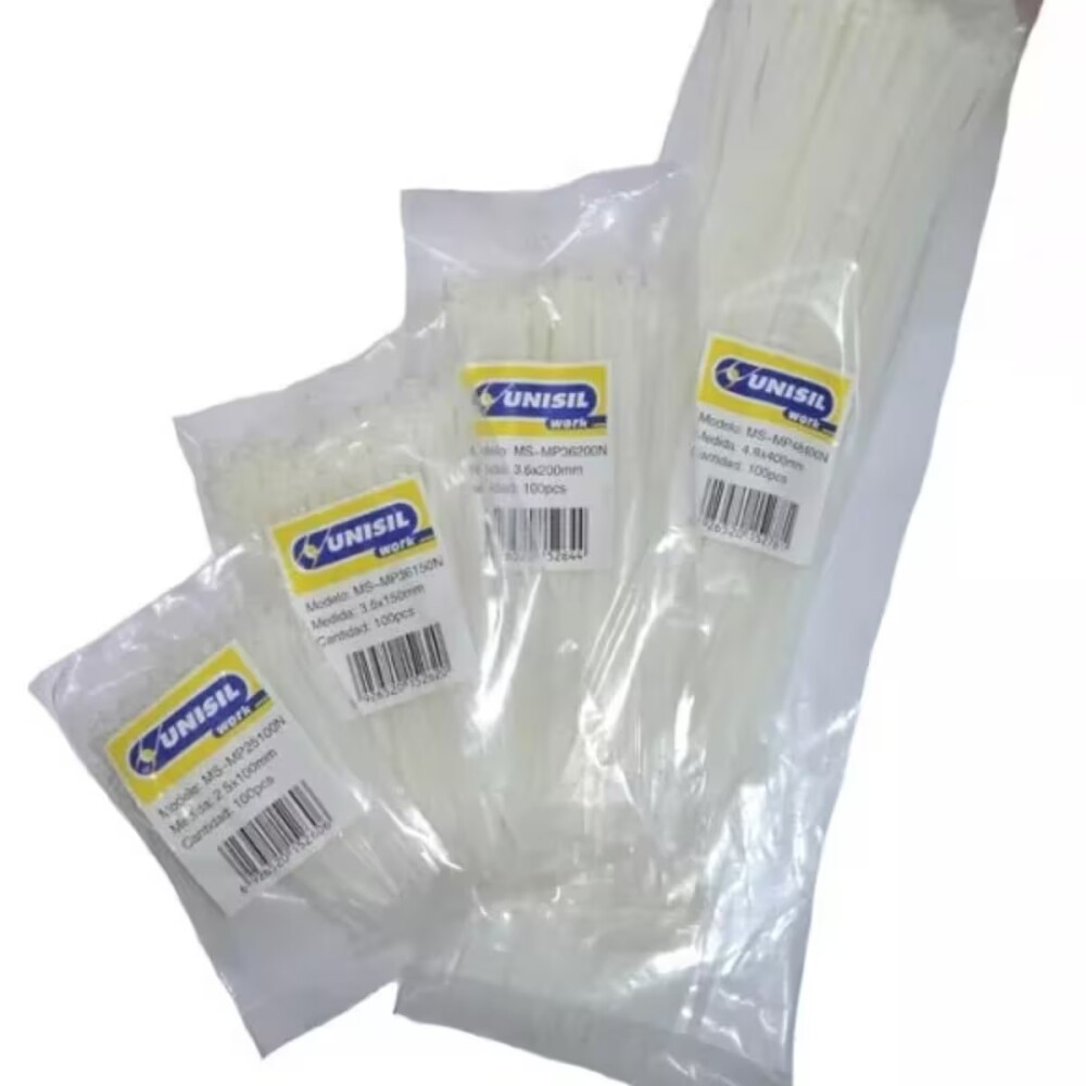 Precintos 7.6 x 350 mm (100un) blanco Precintos 7.6 X 350 Mm (100un) Blanco