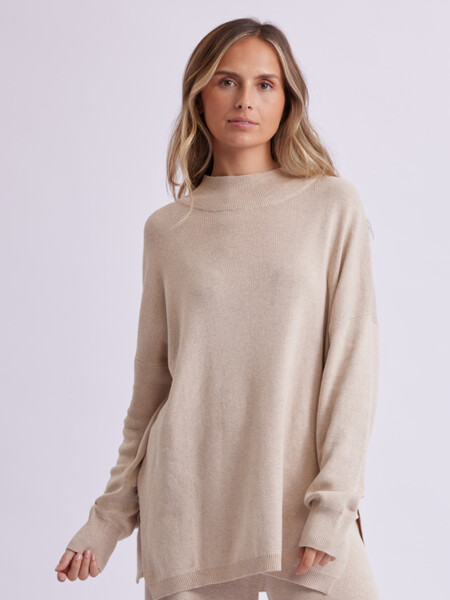 Buzo de punto oversize Beige Melange