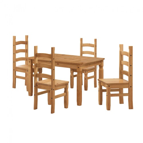 Juego de comedor Extensible 4 Sillas Mad Maciza 120 a 160 cm Natural