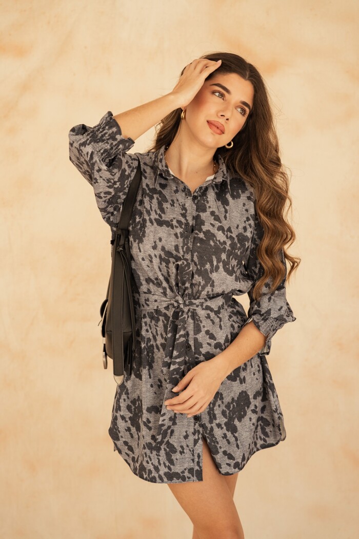 CAMISERO EMILY MINI GRAY MOOIRE DENIM CAMISERO EMILY MINI GRAY MOOIRE DENIM