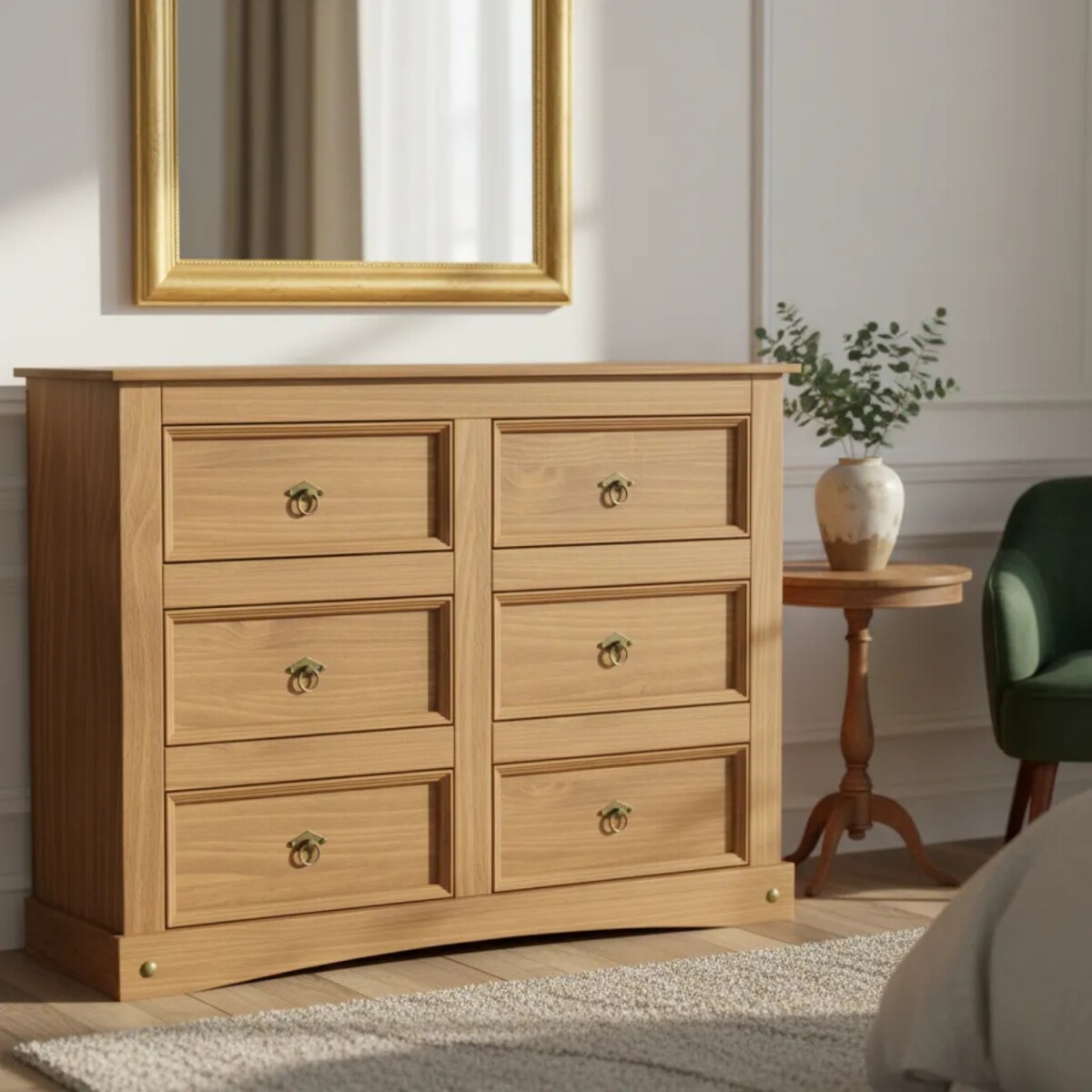 Cómoda Aparador Lumax 6 cajones madera maciza 