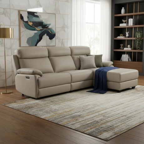 SOFA SILLÓN CON CHAISE RECLINABLE RETRACTIL CON SISTEMA ELECTRICO Y EN CUERO GENUINO SOFA SILLÓN CON CHAISE RECLINABLE RETRACTIL CON SISTEMA ELECTRICO Y EN CUERO GENUINO