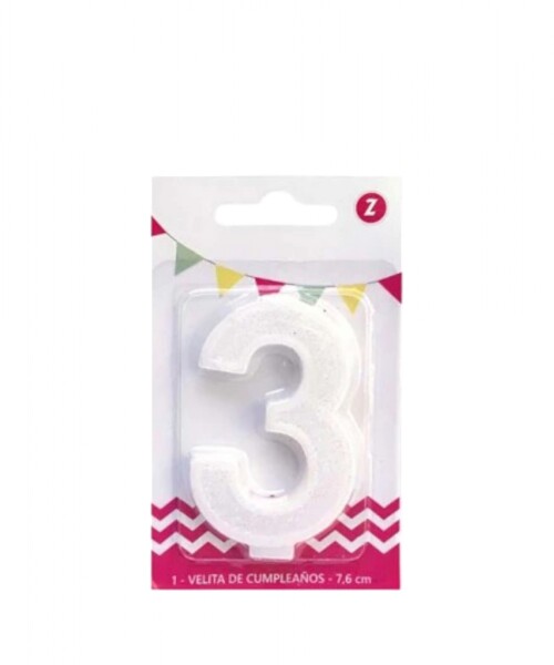 Vela grande glitter N#3 BLANCO