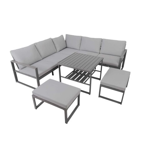 JUEGO DE COMEDOR ALUMINIO GRIS SIRACUSA (1+2+1)