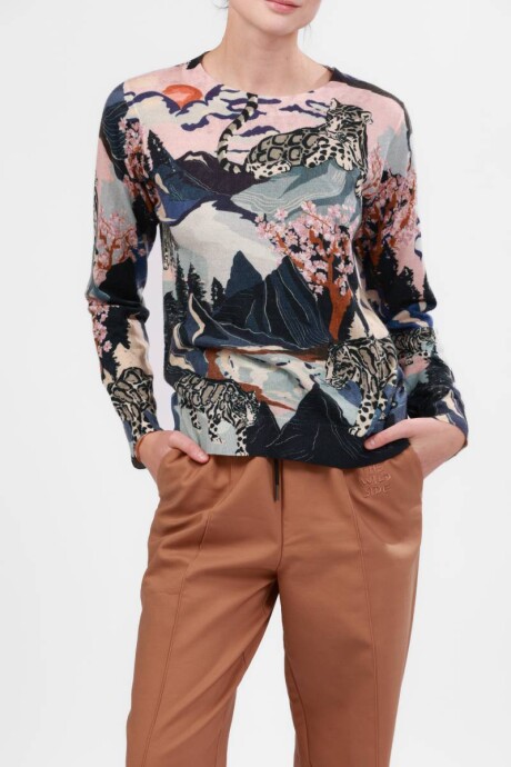 Pre Venta - Sweater Snow Leopard Blue Pre Venta - Sweater Snow Leopard Blue