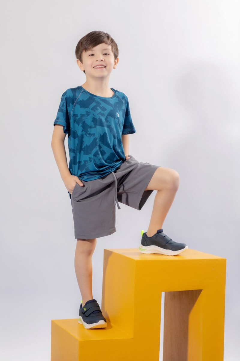 Remera de Microfibra. - Estampado azul 