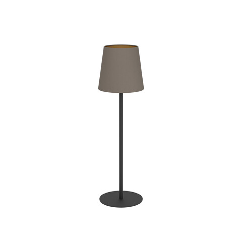 Lámpara de mesa E14 acero negro y pant tela marrón EG6024