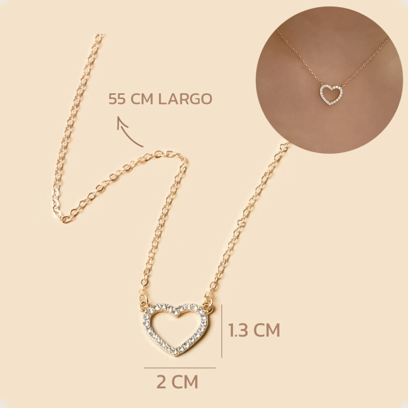 Collar de Colgante De CorazÃ³n de Acero Inoxidable con Cadena Chapada en Oro Collar de Colgante De CorazÃ³n de Acero Inoxidable con Cadena Chapada en Oro