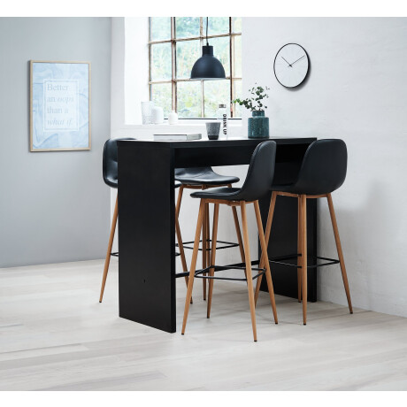 Taburete De Bar Jonstrup Polipiel Negro/Color Roble