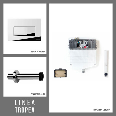 CISTERNA Y SOPORTE PARA INODORO DE PISO, PARA MURO SOLIDO CON BOTON PULSADOR CROMADO BRILLO PLACA P1 000