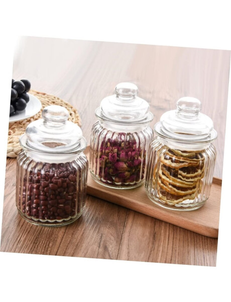 SET X3 RECIPIENTES D7.5xH13CM 300ML VIDRIO C/TAPA SET X3 RECIPIENTES D7.5xH13CM 300ML VIDRIO C/TAPA
