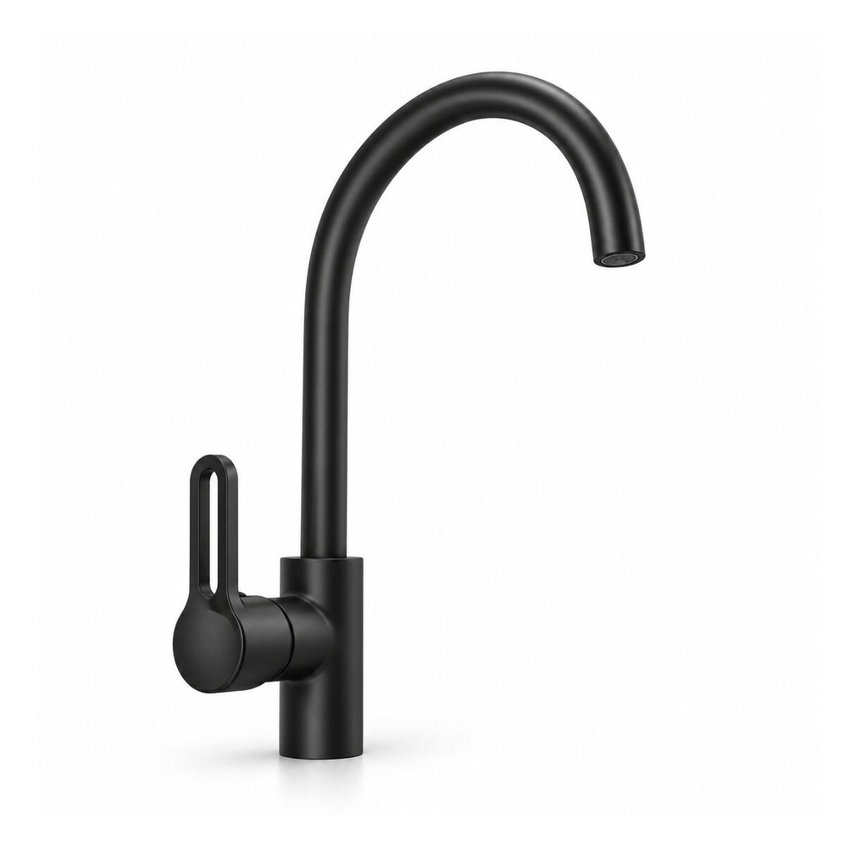 Grifería De Cocina Monocomando De Mesada Noar Pico Alto Negro Mate 