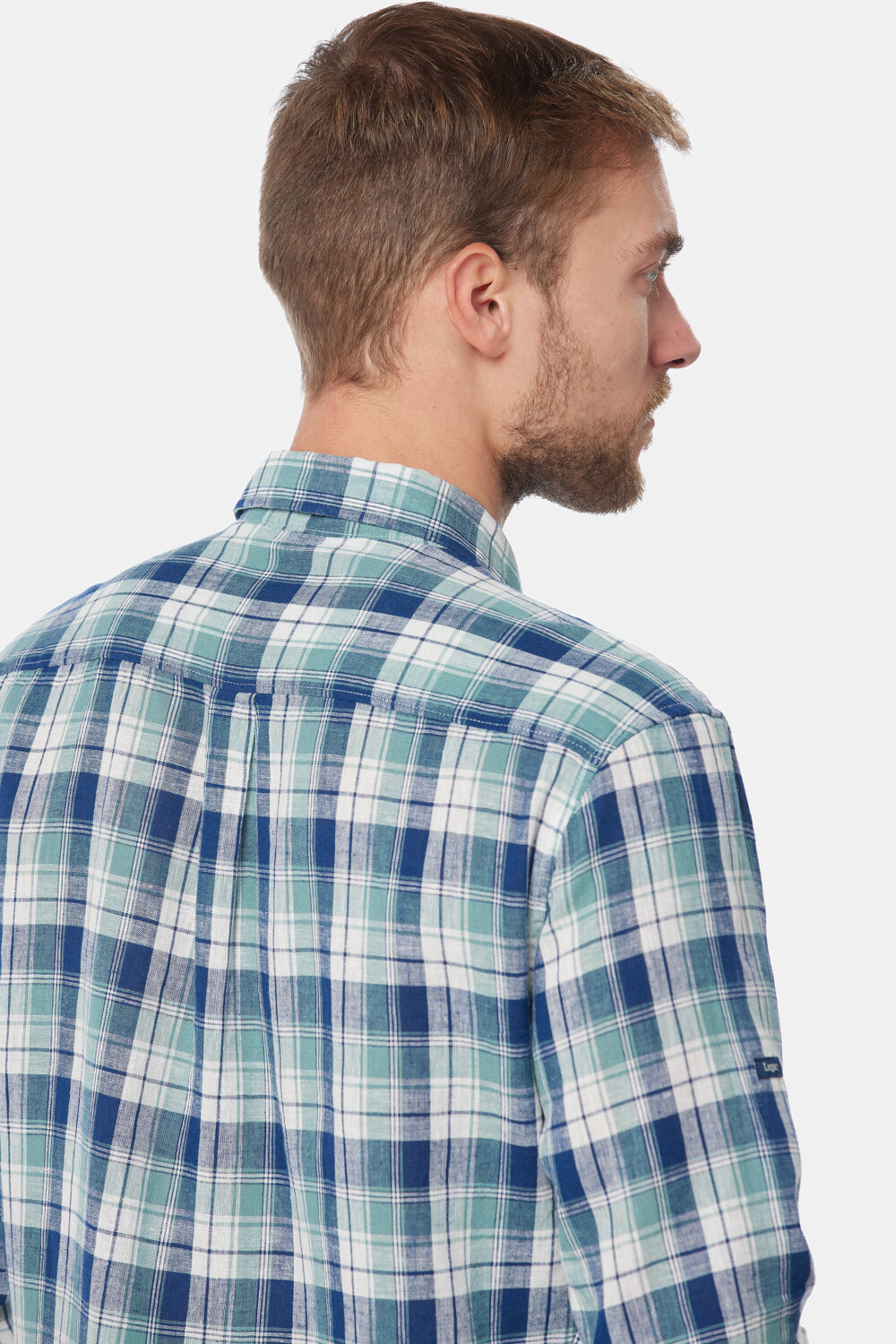 CAMISA DE LINO A CUADROS Verde