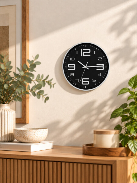 RELOJ DE PARED NEGRO.