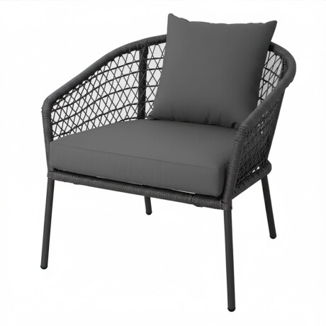 Juego De Jardin Rattan Lumax Exterior 2 Sillones + Mesa Gris