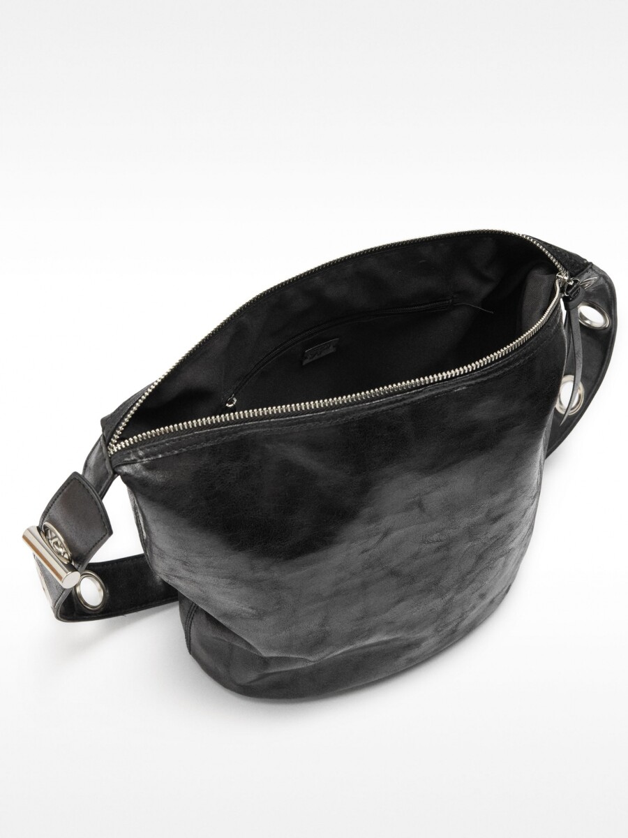 Bolso De Hombro Efecto Craquelado negro
