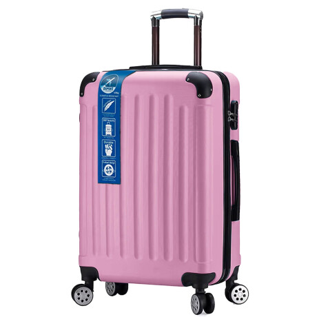 Valija Rígida 20'' Resistente Impermeable 4 Ruedas Rosa1