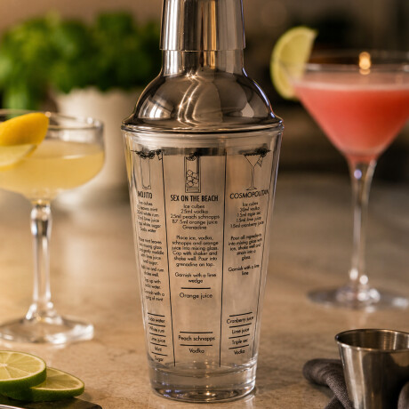 Coctelera de vidrio con medidas y recetas 400ml Sc