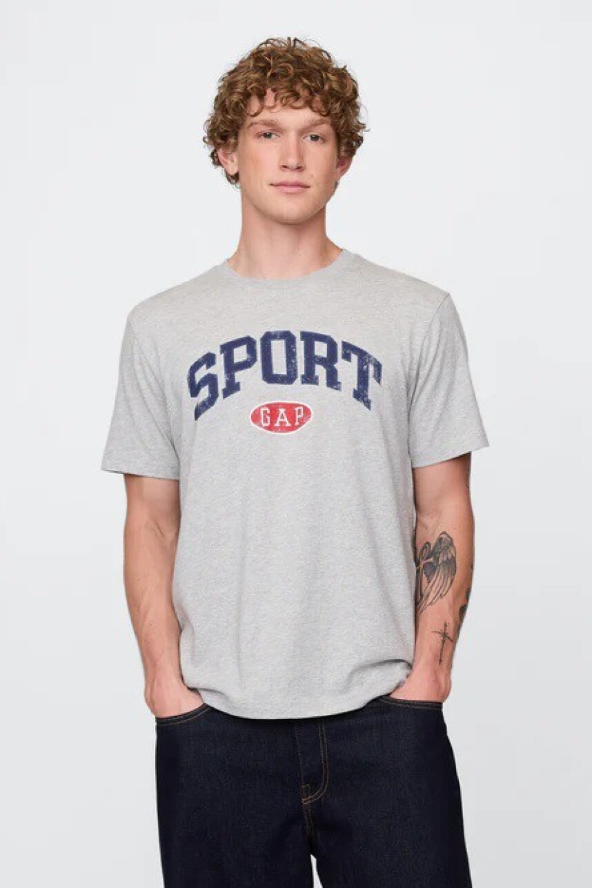 Remera Gráfico Hombre Light Heather Grey B08