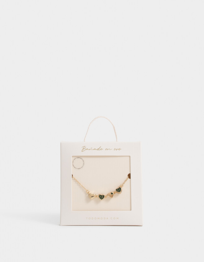 Collares Cortos Bañada en Oro Collar Corto Corazones Bañado En Oro - Dorado