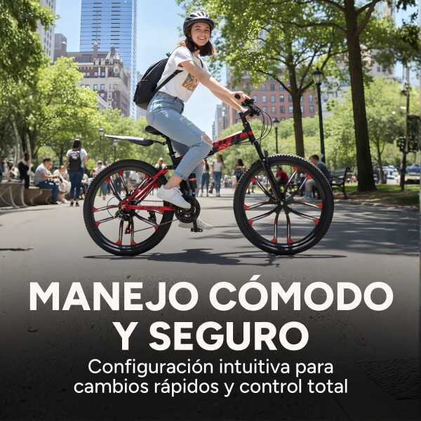 Bicicleta JJFH Rod 26 Doble Suspensión Plegable Freno Disco Rojo 1