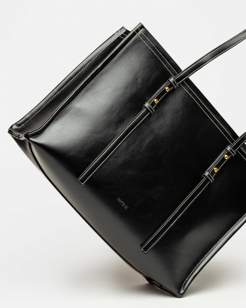 Shopper Louise en efecto cuero liso Negro