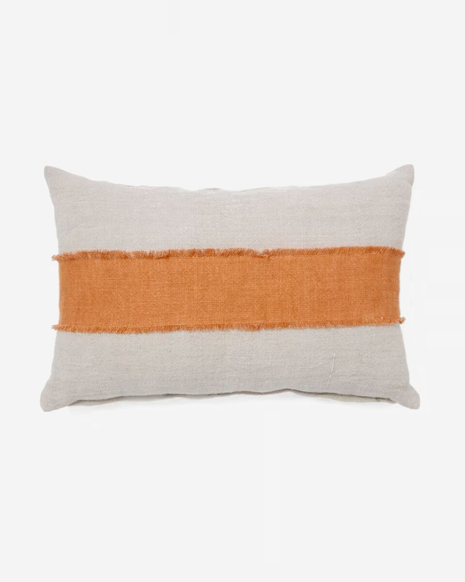 Almohadón Daf 100% de lino - beige y terracota con flecos 40 x 60 cm 